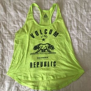 Volcom neon green tank top